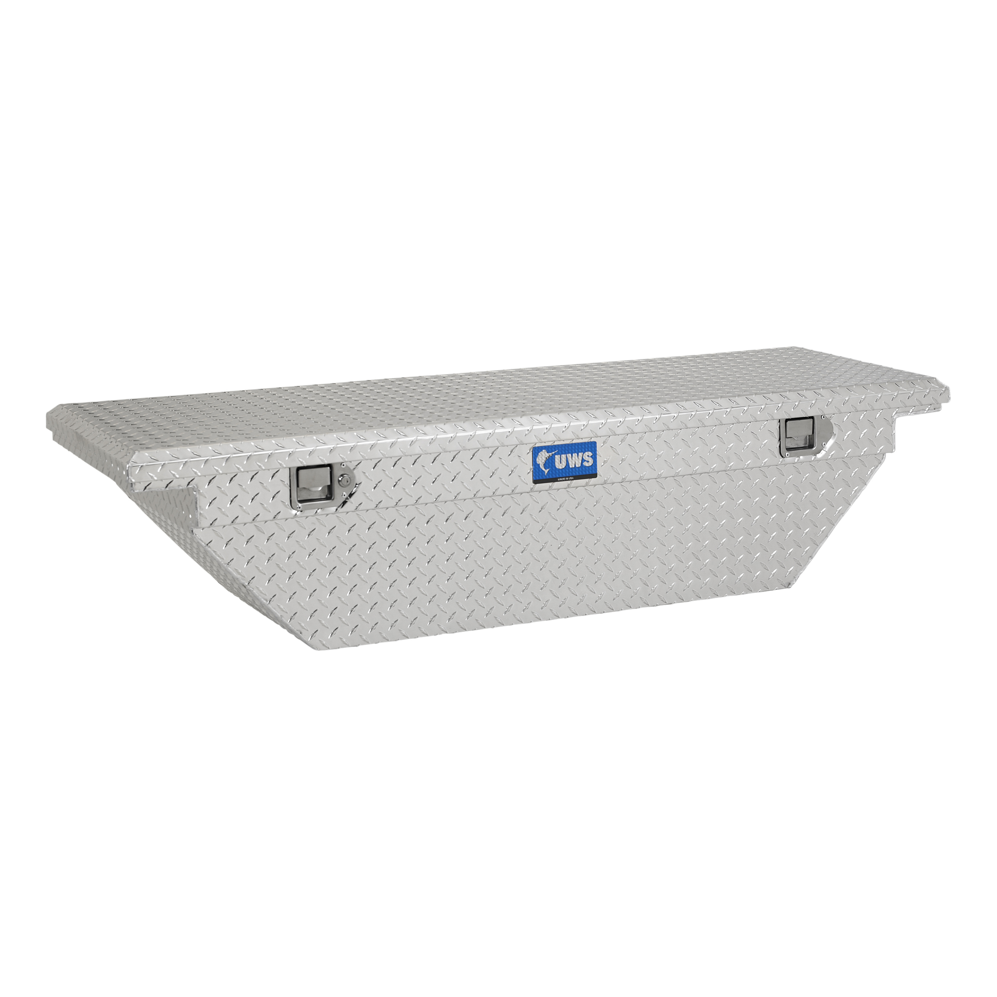 UWS, 63in. Angled Crossover Truck Tool Box, Width 63.875 in, Material Aluminum, Color Finish Bright Aluminum, Model# EC10291